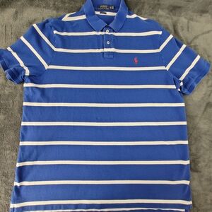 Polo Ralph Lauren 2XL Iconic Mesh Royal Blue White Stripe
